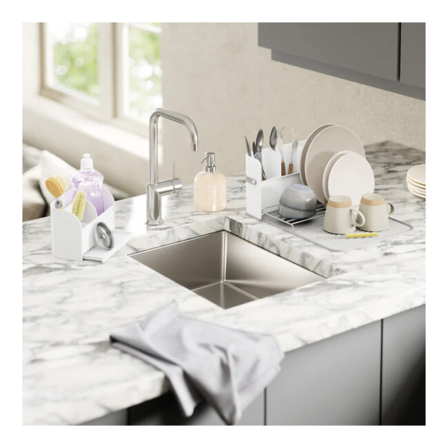 SLING SINK CADDY WITH SOAP PUMP WHITE 17X21X18CM - Image 3