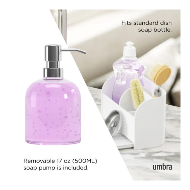 SLING SINK CADDY WITH SOAP PUMP WHITE 17X21X18CM - Image 6
