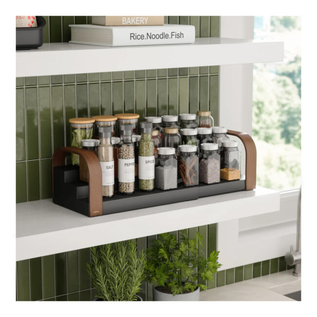 BELLWOOD 3-TIER SPICE SHELF BLACK/WALNUT 31X16X12 CM - Image 3