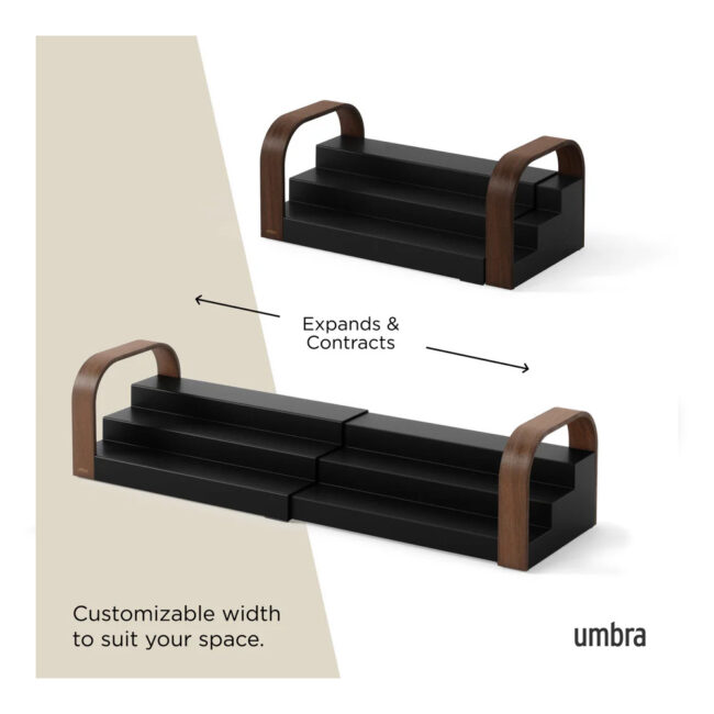 BELLWOOD 3-TIER SPICE SHELF BLACK/WALNUT 31X16X12 CM - Image 8