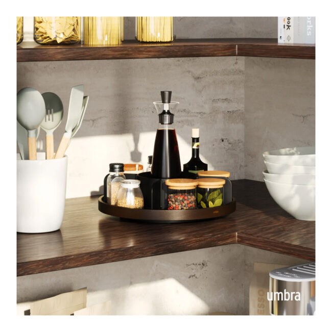 BELLWOOD LAZY SUSAN DIVIDED BLACK/WALNUT 30X30X9CM - Image 3