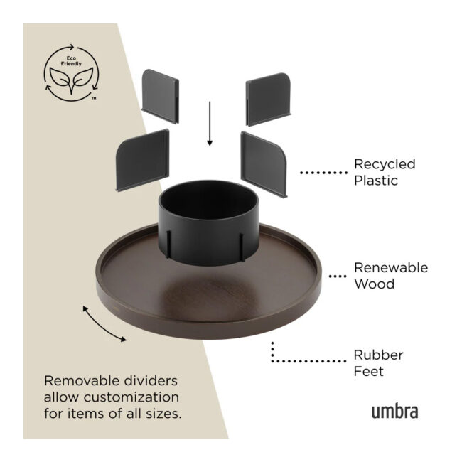 BELLWOOD LAZY SUSAN DIVIDED BLACK/WALNUT 30X30X9CM - Image 8
