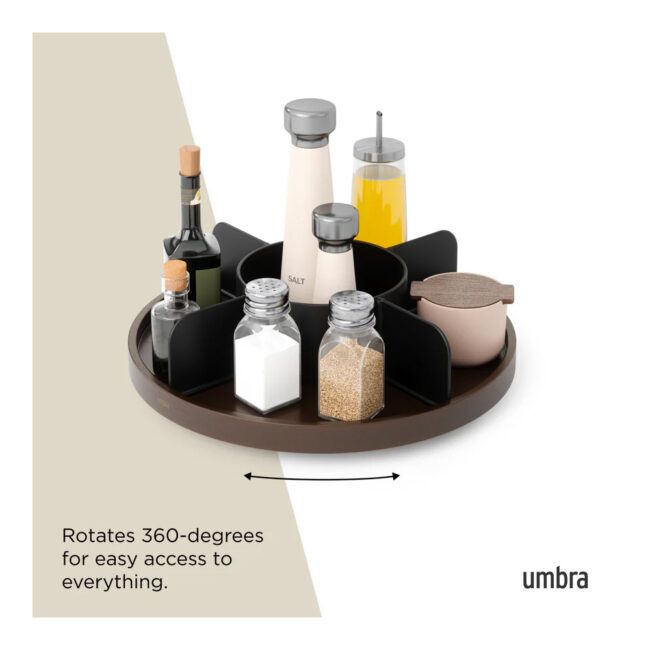 BELLWOOD LAZY SUSAN DIVIDED BLACK/WALNUT 30X30X9CM - Image 9