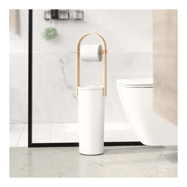 BELLWOOD TOILET PAPER HOLDER & RESERVE STAND WHITE/NATURAL - Image 7