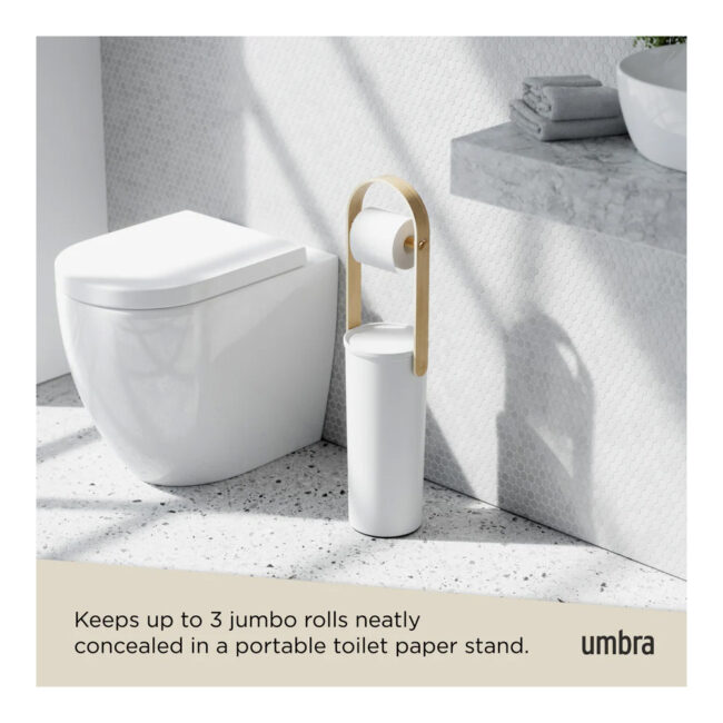 BELLWOOD TOILET PAPER HOLDER & RESERVE STAND WHITE/NATURAL - Image 5