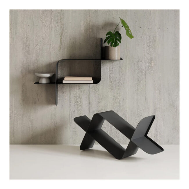 SET OF 2 MONTAGE METAL WALL SHELVES BLACK 64X48X16CM - Image 7