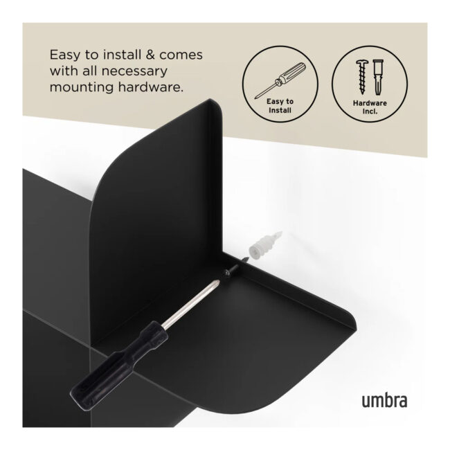 SET OF 2 MONTAGE METAL WALL SHELVES BLACK 64X48X16CM - Image 4
