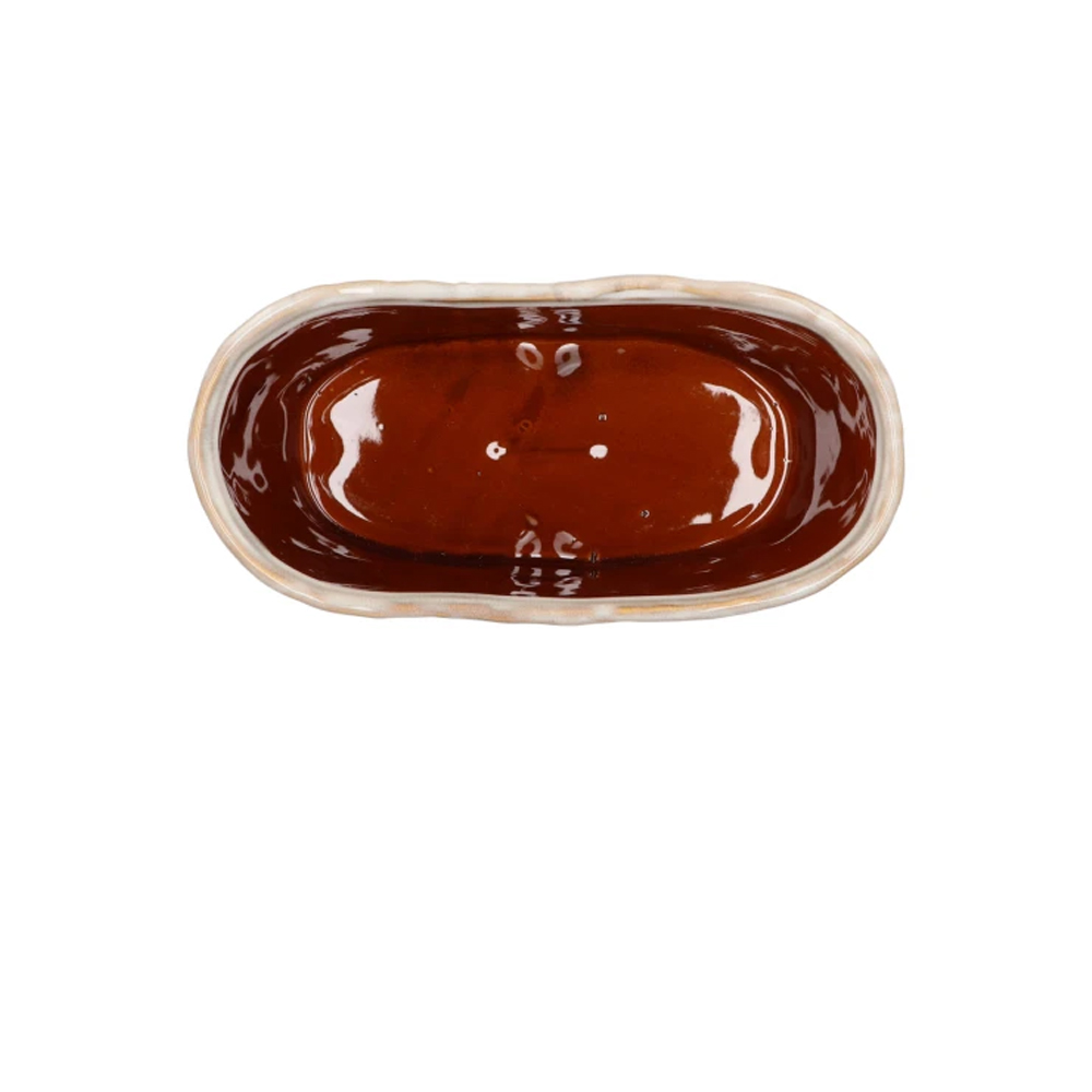 IRON STONE GLAZED OVAL POT WHITE 23X9X10CM - Image 2