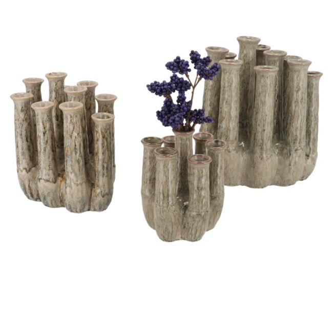 INGA JAHRA VASE TUBE ACTIVE GLAZE GREEN 15X13X18CM - Image 3