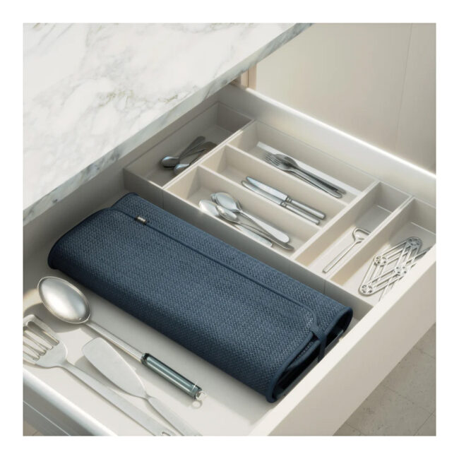 UDRY DISH DRYING RACK WITH MAT SLATE/BLUE 24X18X1.5CM - Image 3