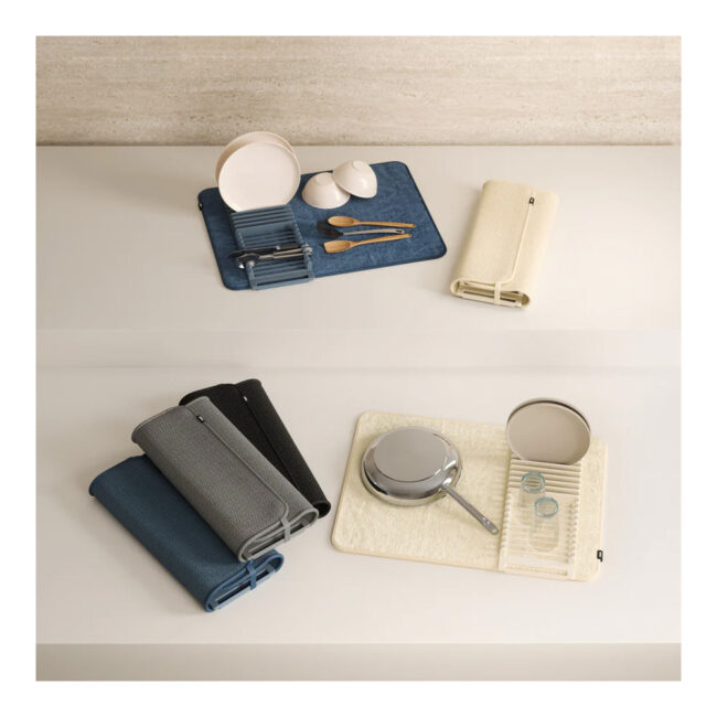 UDRY DISH DRYING RACK WITH MAT SLATE/BLUE 24X18X1.5CM - Image 5