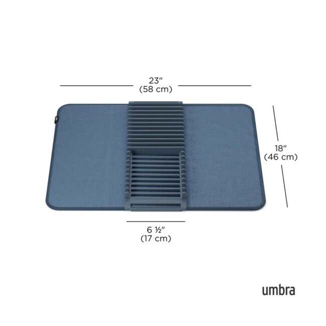 UDRY DISH DRYING RACK WITH MAT SLATE/BLUE 24X18X1.5CM - Image 9