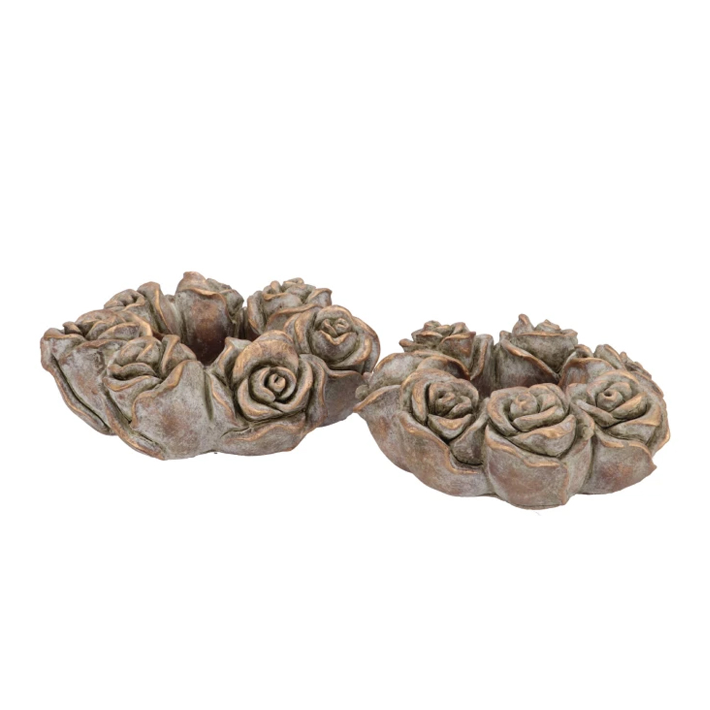 CONCRETE ROSE WREATH POT GOLD
