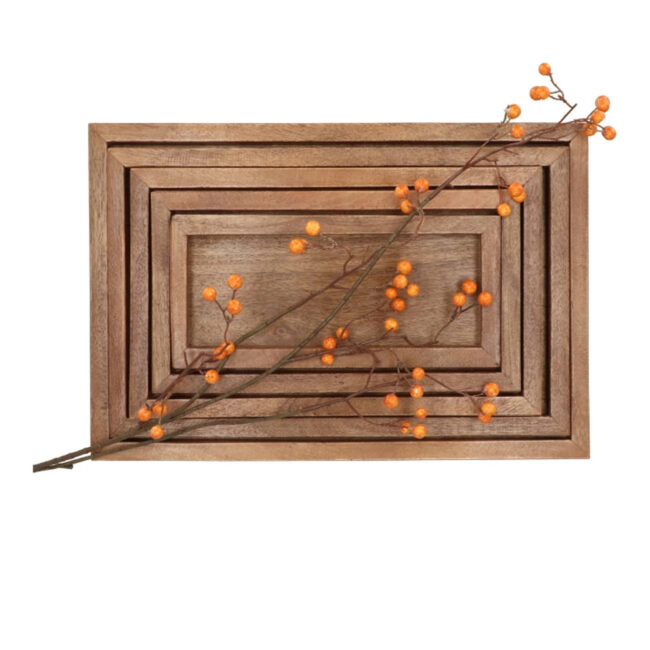 MUMBAI WOODEN TRAY RECTANGLE MANGO 29X16X3CM - Image 4