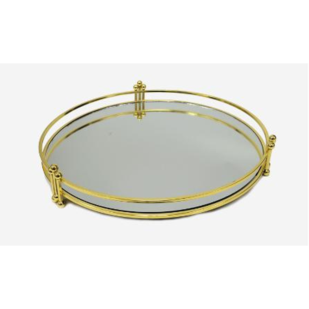 METALLIC TRAY WITH MIRROR 30CMX5,5CM