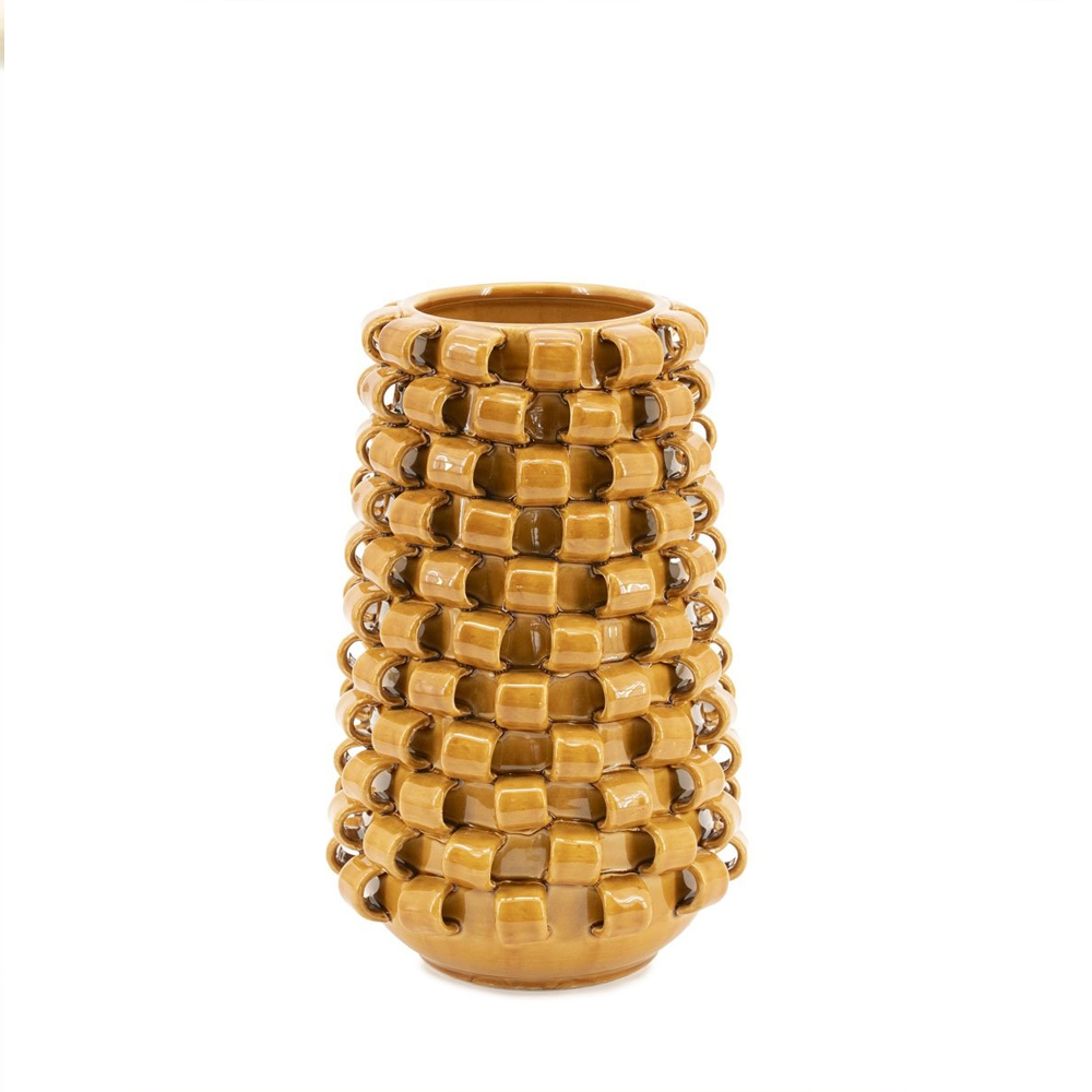 VASE LOOPA 2 MUSTARD VASE 19,2X19,2X31,5CM