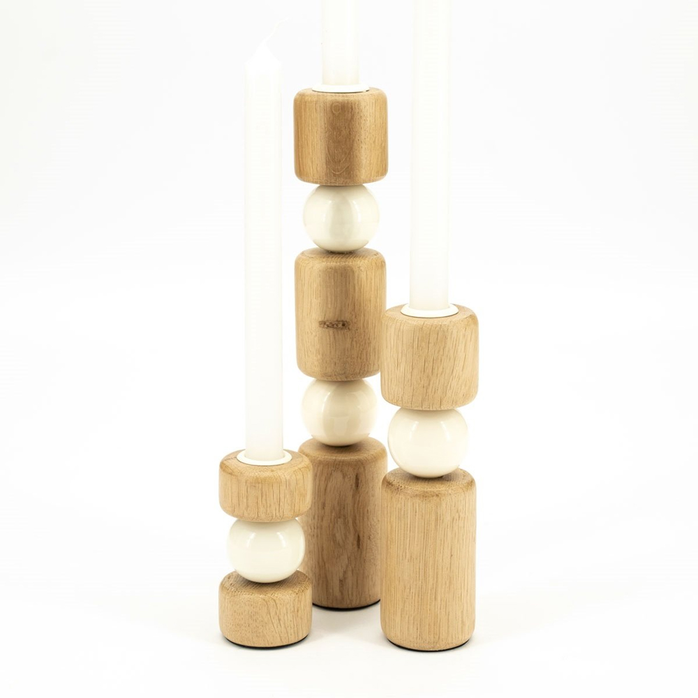 SET OF 3 CANDLE HOLDER BELLOA BEIGE 5X5X11/5X5X20/5X5X27CM - Image 2