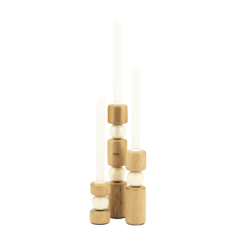 SET OF 3 CANDLE HOLDER BELLOA BEIGE 5X5X11/5X5X20/5X5X27CM