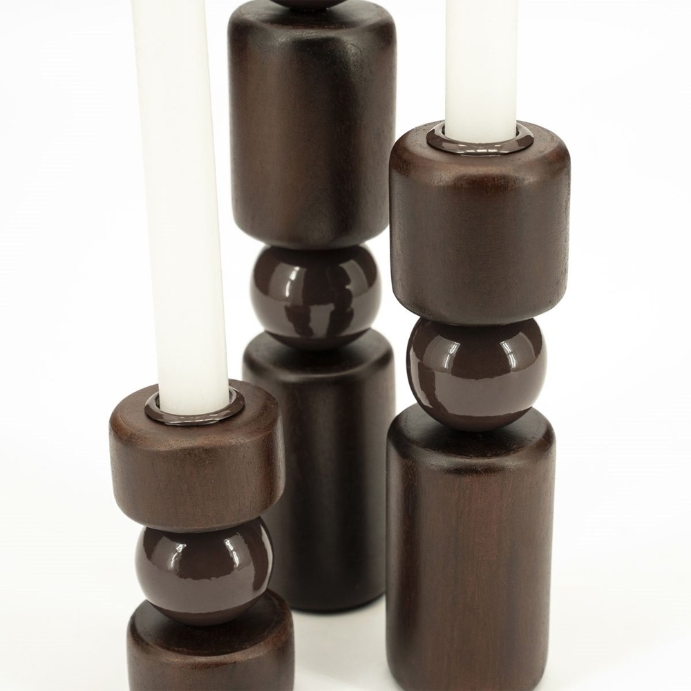 SET OF 3 CANDLE HOLDER BELLOA BROWN 5X5X11/5X5X20/5X5X27CM - Image 5