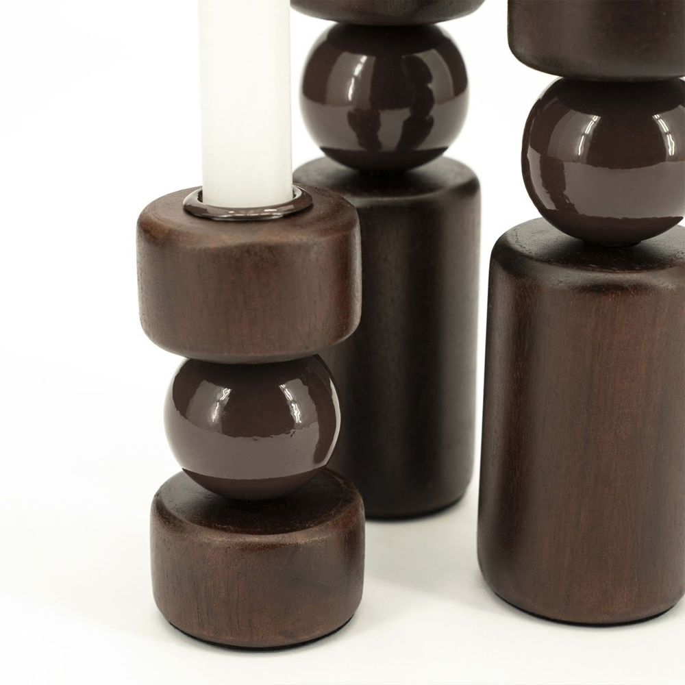SET OF 3 CANDLE HOLDER BELLOA BROWN 5X5X11/5X5X20/5X5X27CM - Image 3