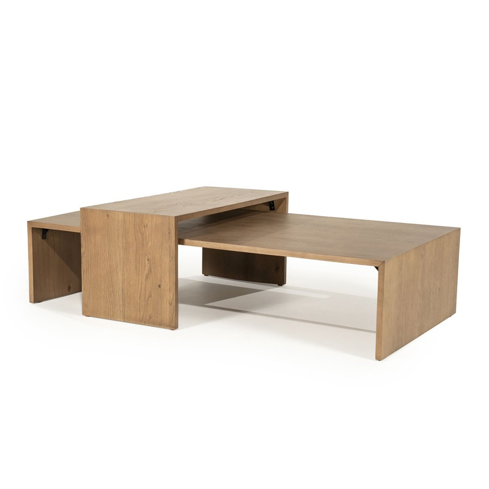 COFFEE TABLE SET FLO LIGHT BROWN 140X70X32/ 84X39X39CM - Image 3