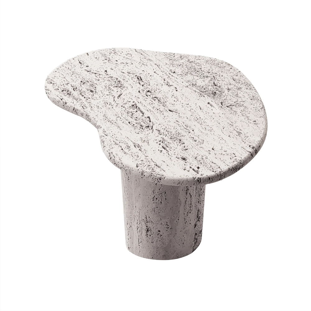 JONAH ORGANIC SIDE TABLE 58X40X50CM WHITE TRAVERTINE - Image 3