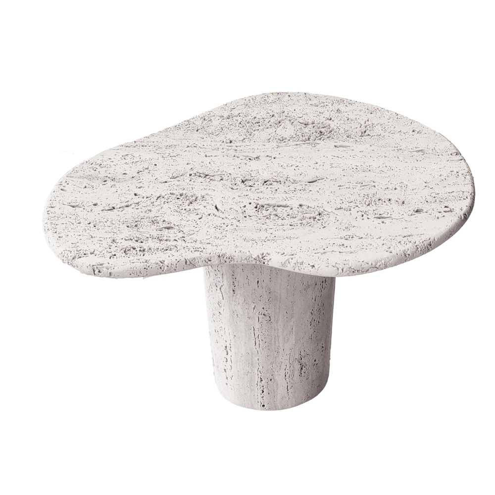 JONAH ORGANIC SIDE TABLE 58X40X50CM WHITE TRAVERTINE - Image 2