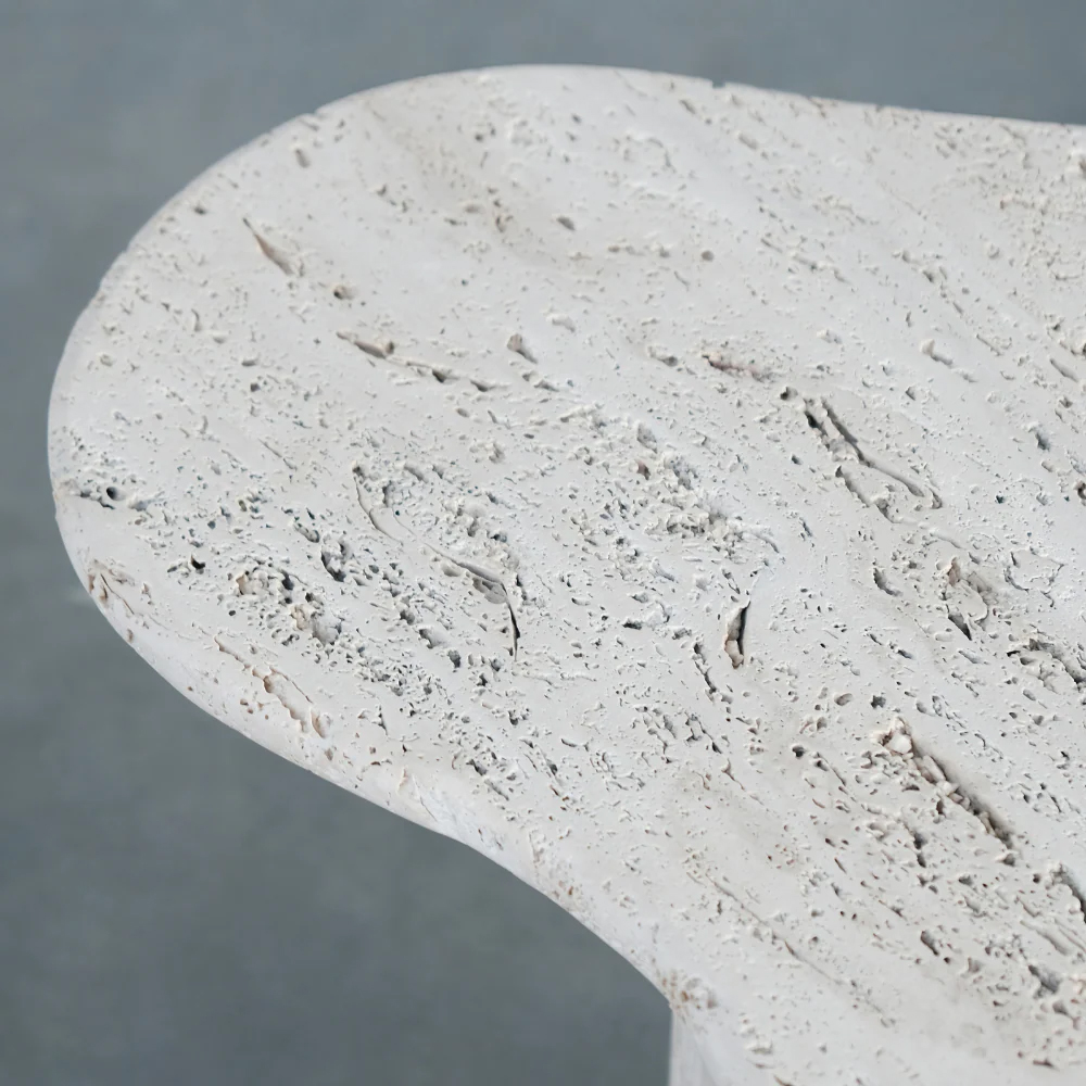 JONAH ORGANIC SIDE TABLE 58X40X50CM WHITE TRAVERTINE - Image 5