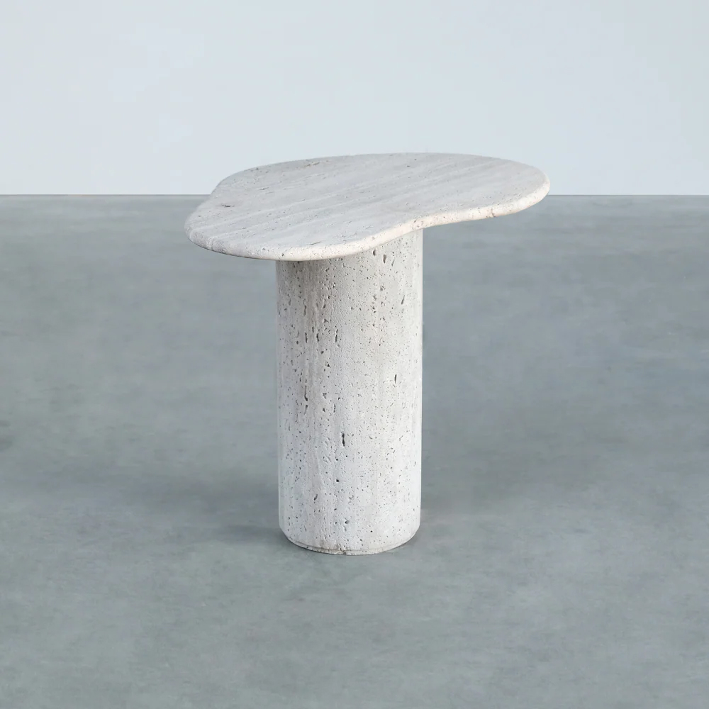 JONAH ORGANIC SIDE TABLE 58X40X50CM WHITE TRAVERTINE - Image 4