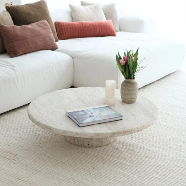 REDON COFFEE TABLE 100X40CM TRAVERTINE WHITE - Image 3