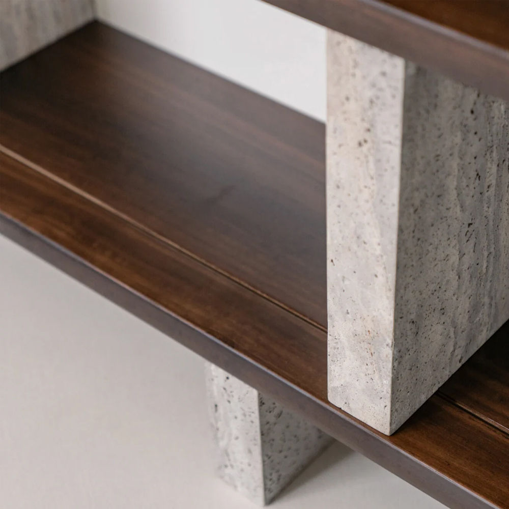 MERPINS RACK 180X35X157CM GREY TRAVERTINE SMOKE WOOD - Image 3