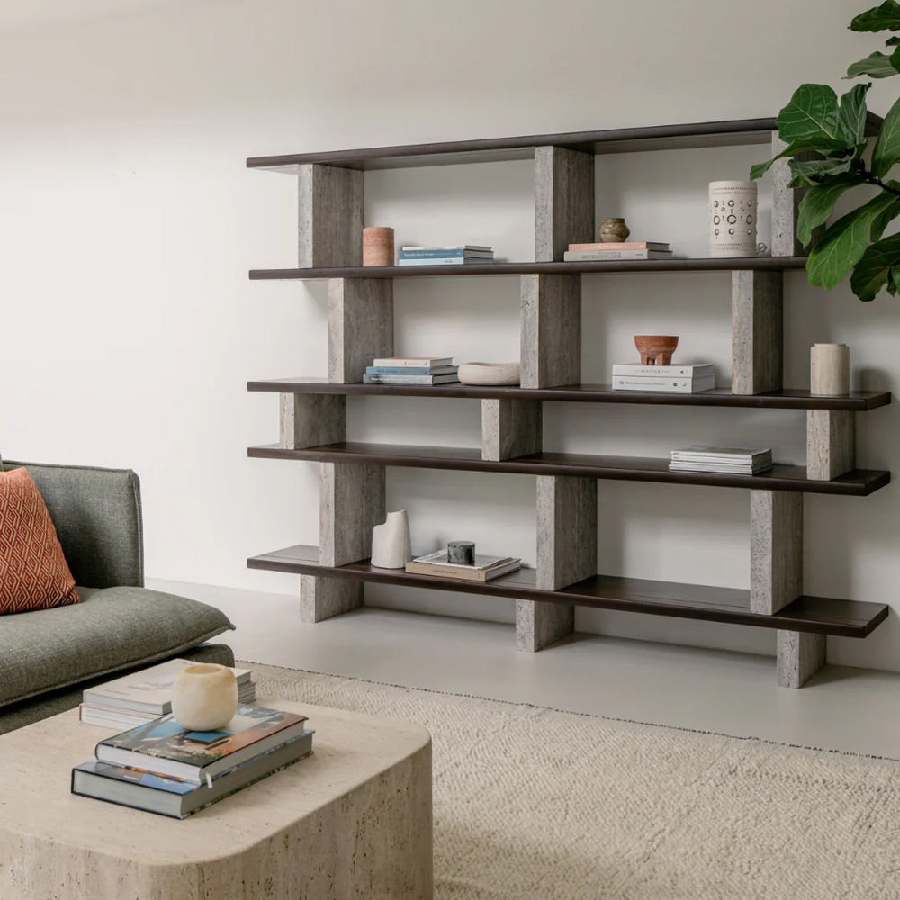 MERPINS RACK 180X35X157CM GREY TRAVERTINE SMOKE WOOD - Image 6