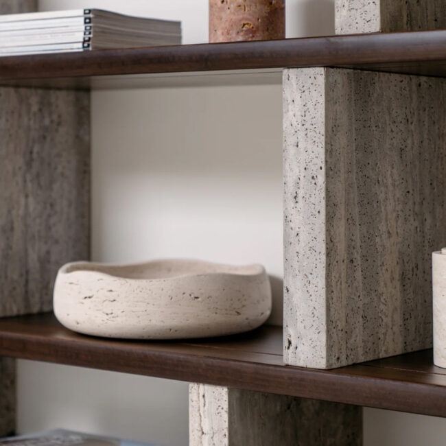 MERPINS BOOKSHELF 240X35X181CM GREY TRAVERTINE SMOKE WOOD - Image 4