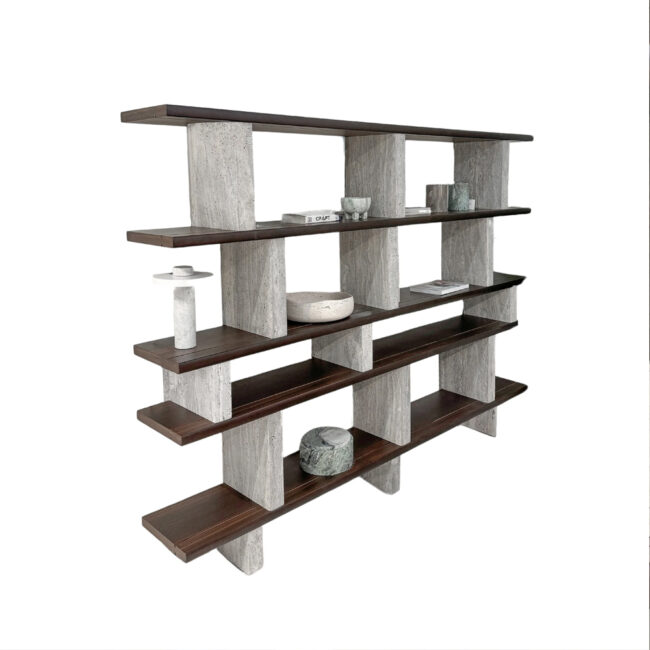 MERPINS RACK 180X35X157CM GREY TRAVERTINE SMOKE WOOD - Image 5