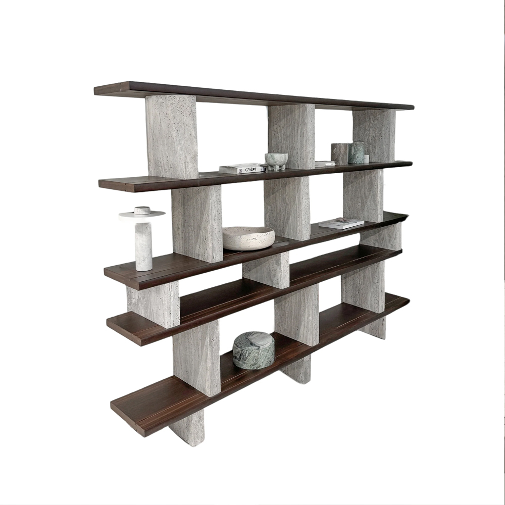 MERPINS RACK 180X35X157CM GREY TRAVERTINE SMOKE WOOD - Image 5