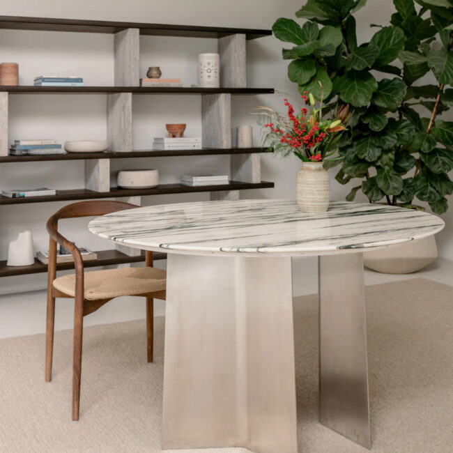 MERPINS BOOKSHELF 240X35X181CM GREY TRAVERTINE SMOKE WOOD - Image 9