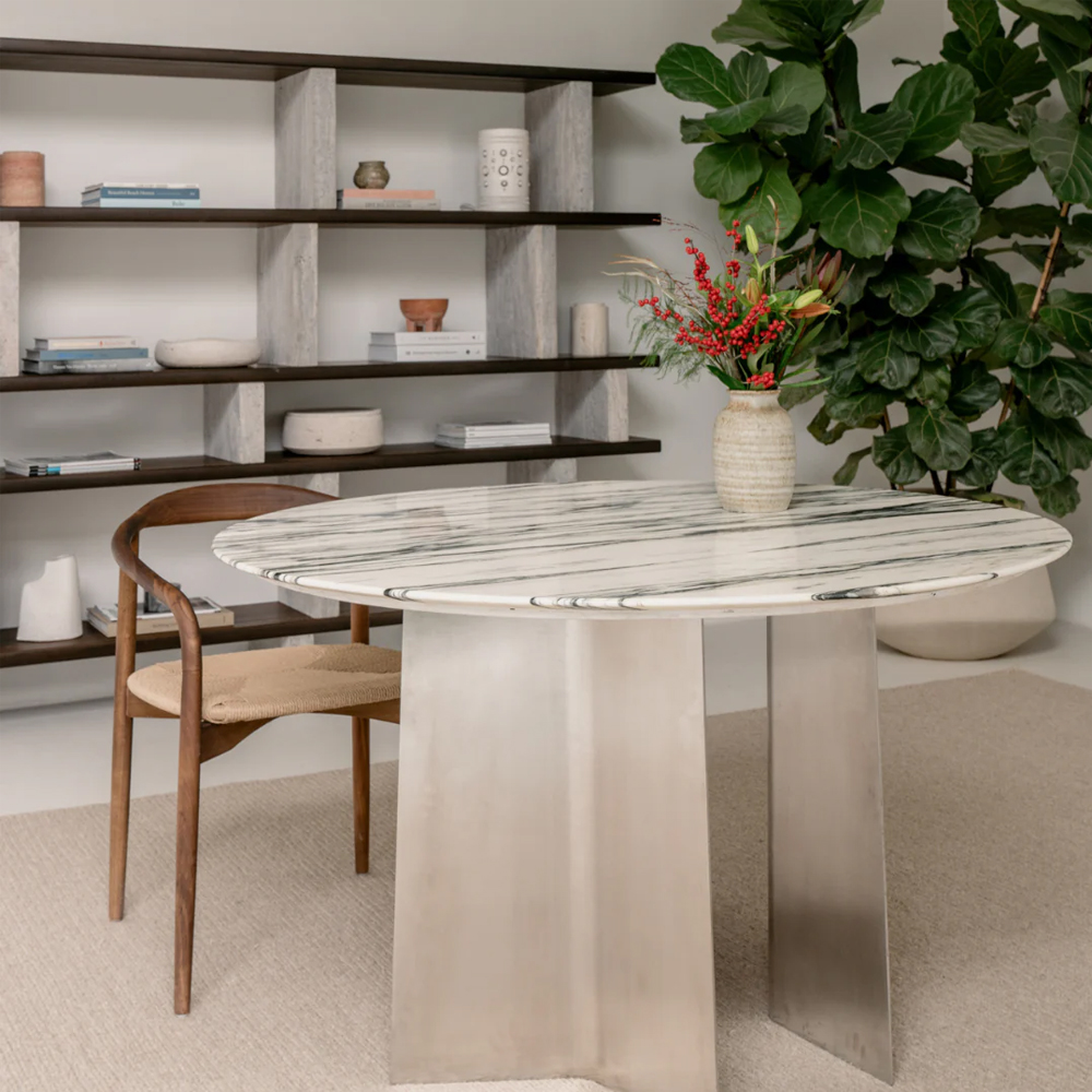 MERPINS BOOKSHELF 240X35X181CM GREY TRAVERTINE SMOKE WOOD - Image 9