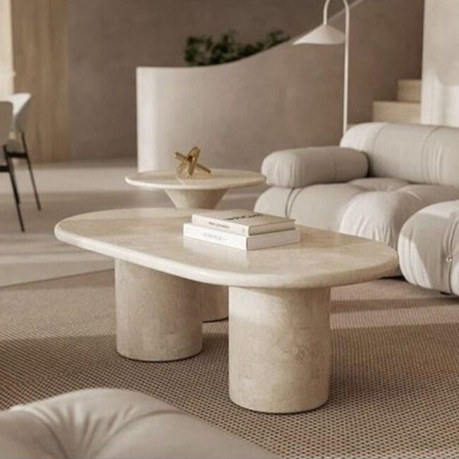 KIMBERLY COFFEE TABLE 120X60X40CM WHITE TRAVERTINE - Image 3