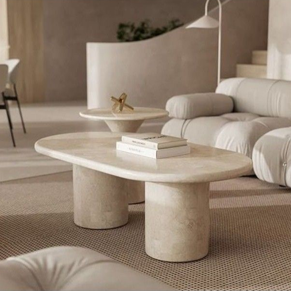 KIMBERLY COFFEE TABLE 120X60X40CM WHITE TRAVERTINE - Image 3
