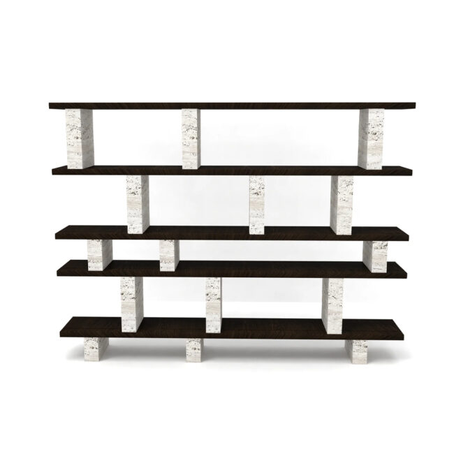 MERPINS RACK 240X35X181CM WHITE TRAVERTINE SMOKE WOOD - Image 3