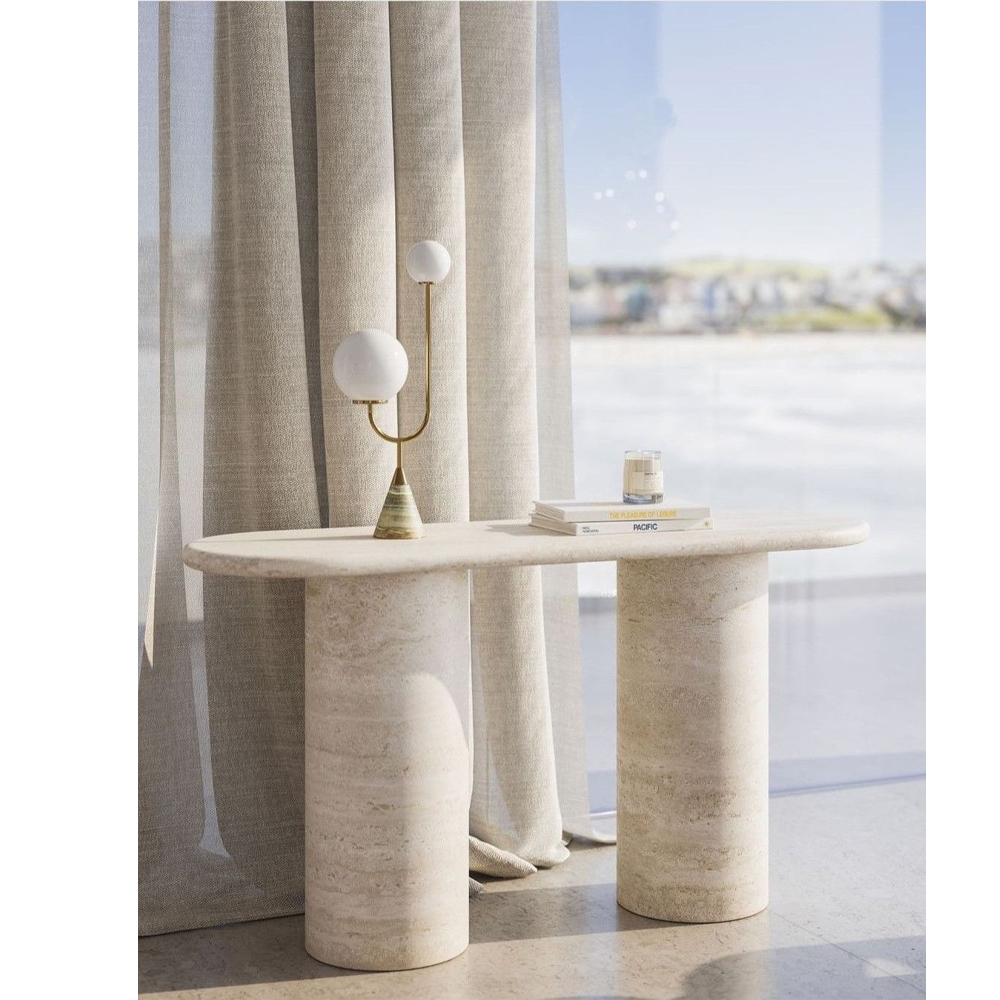 KIMBERLY CONSOLE 152X40X75CM WHITE TRAVERTINE