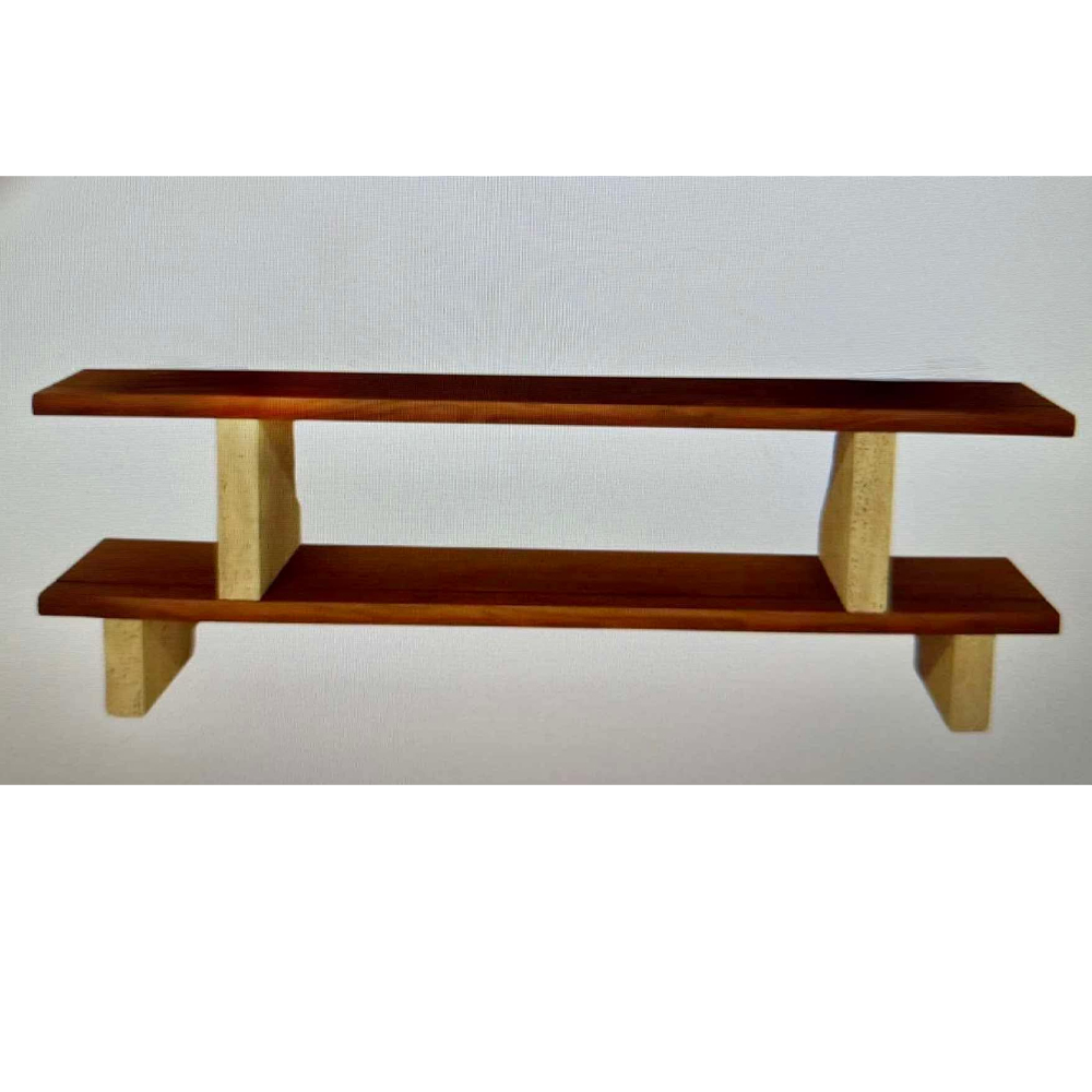 MERPINS TV STAND 180X35X50CM TRAVERTINE WHITE OIL WALNUT