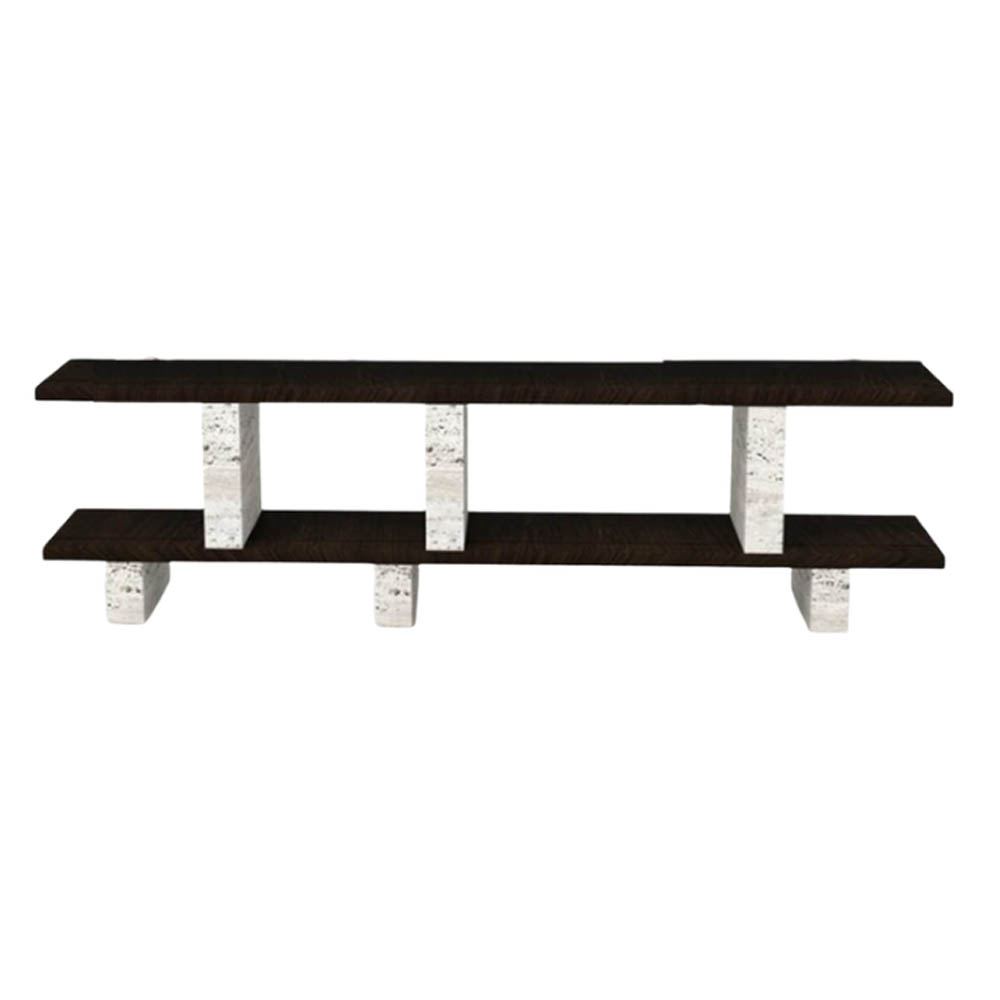 MERPINS TV STAND 180X35X50CM TRAVERTINE WHITE SMOKE LAYER