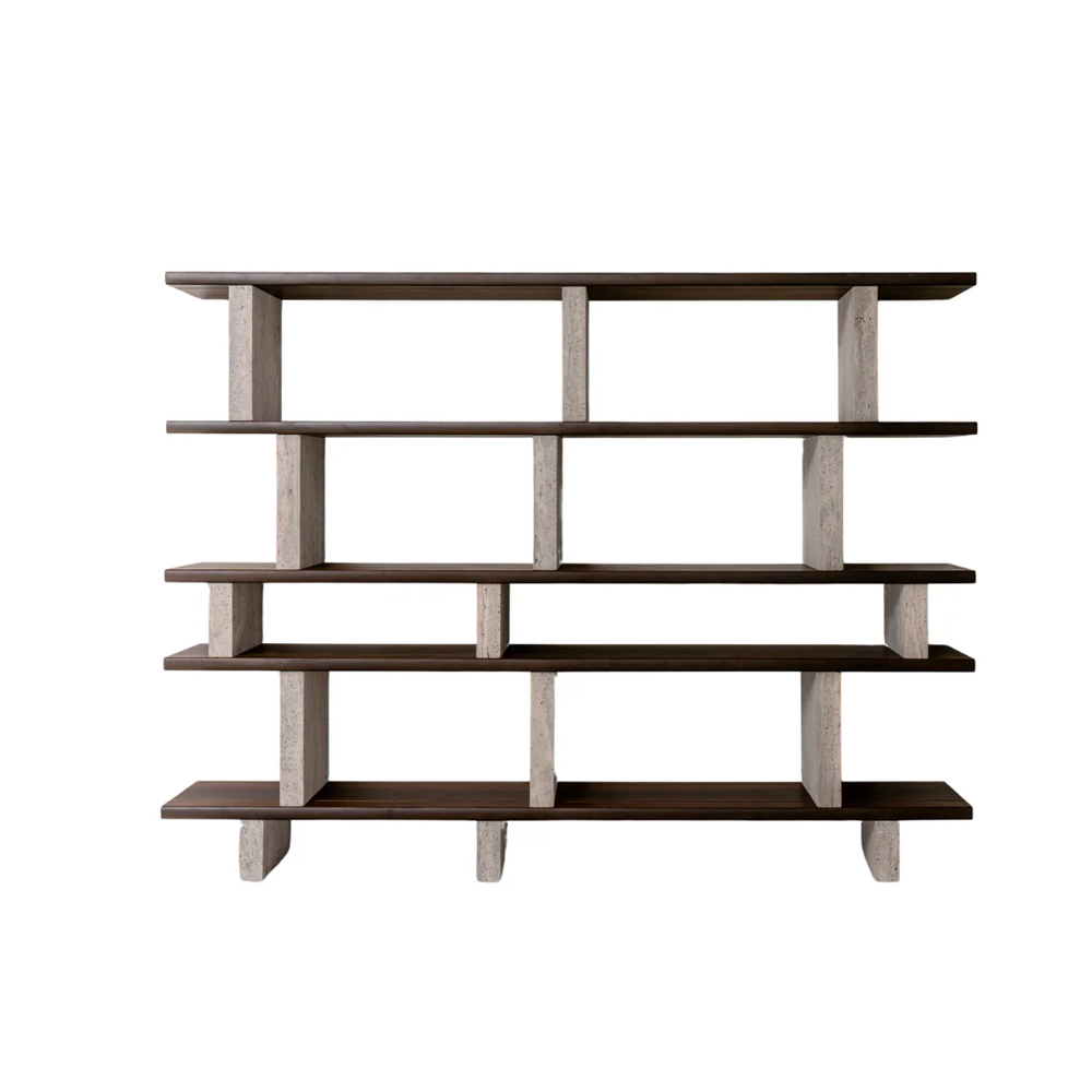MERPINS CONSOLE 180X35X80CM GREY TRAVERTINE SMOKE WOOD