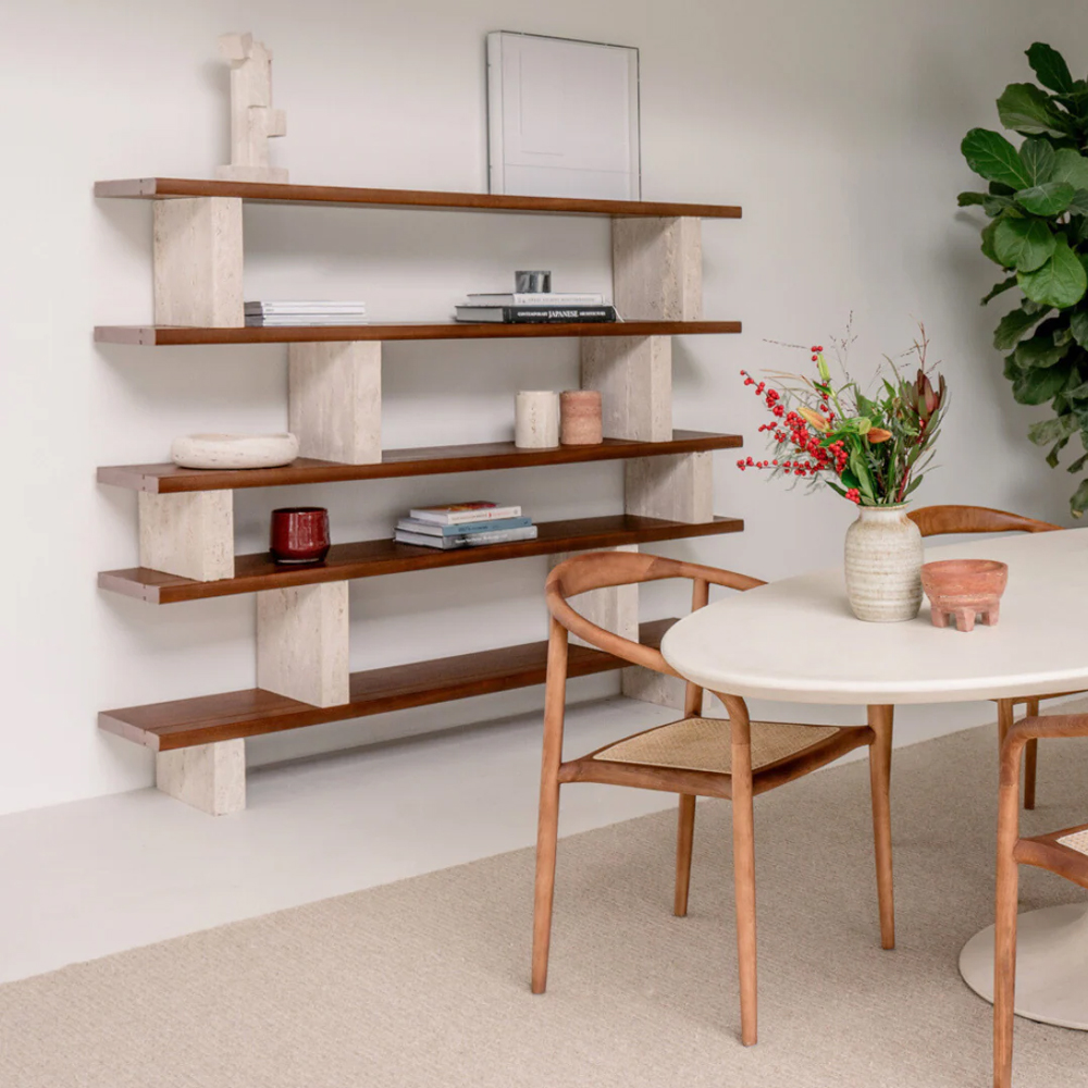 MERPINS RACK 180X35X157CM WHITE TRAVERTINE OIL WALNUT WOOD - Image 6
