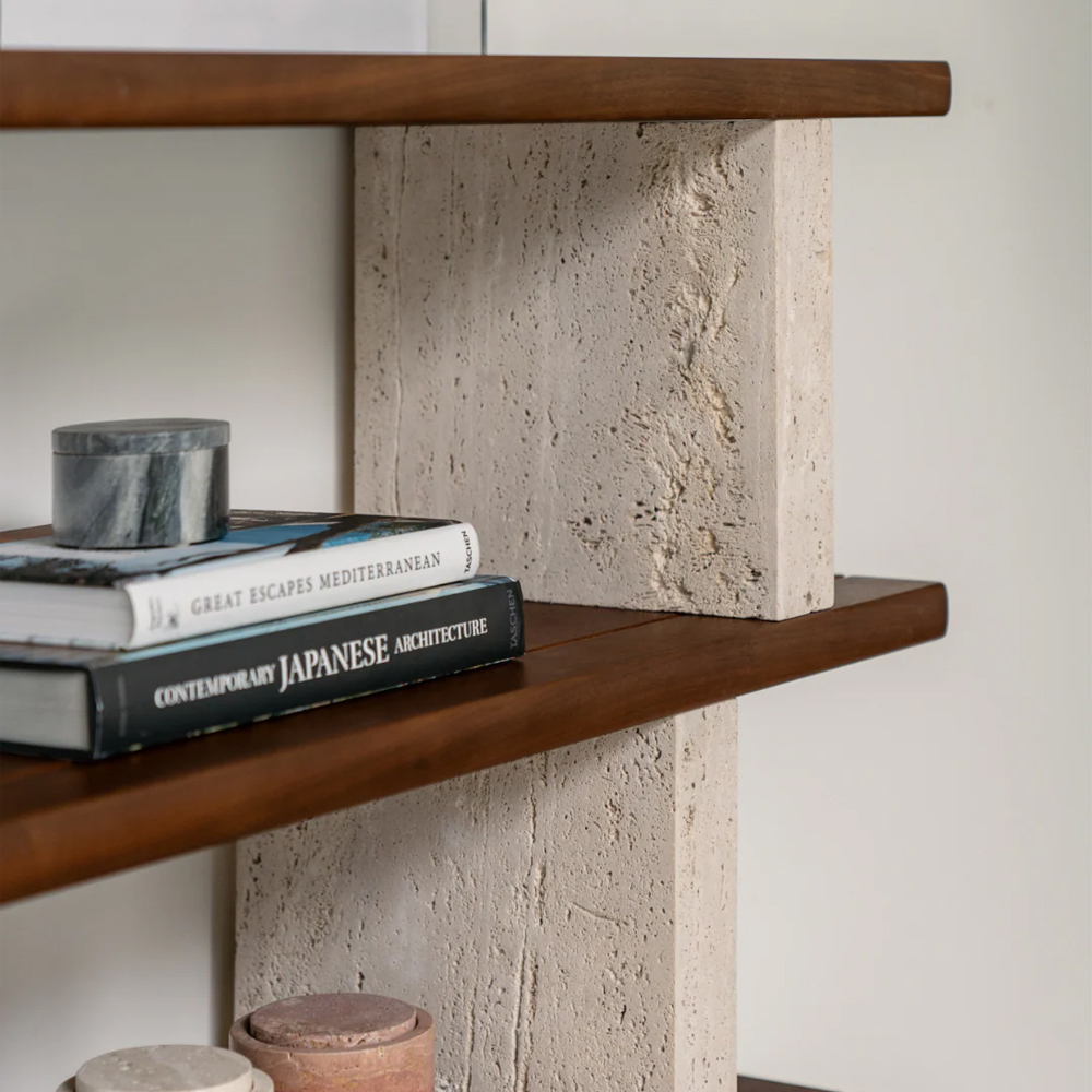 MERPINS RACK 180X35X157CM WHITE TRAVERTINE OIL WALNUT WOOD - Image 5