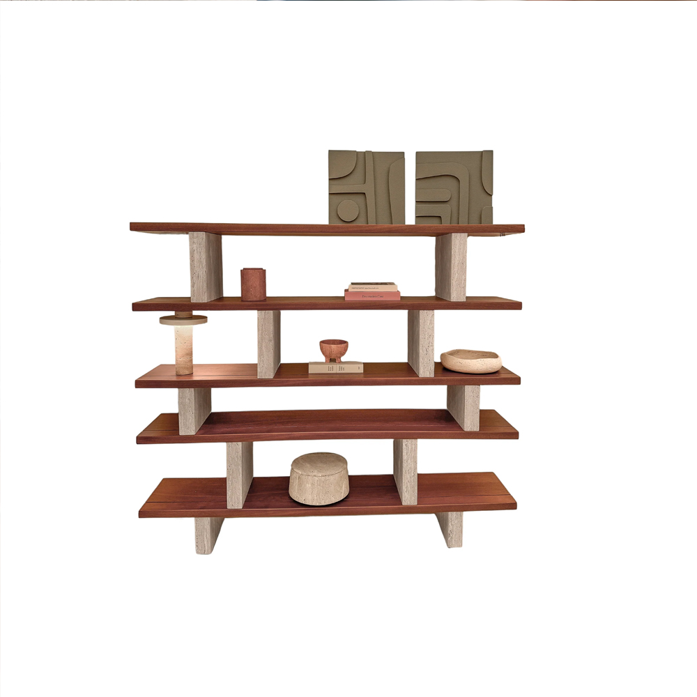 MERPINS RACK 180X35X157CM WHITE TRAVERTINE OIL WALNUT WOOD - Image 3
