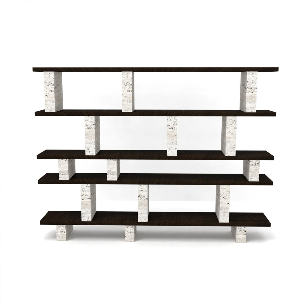 MERPINS CONSOLE 180X35X80CM WHITE TRAVERTINE SMOKE WOOD - Image 3