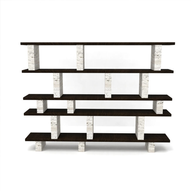 MERPINS RACK 180X35X157CM WHITE TRAVERTINE SMOKE WOOD - Image 3