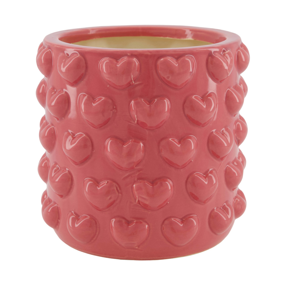 PLANTER HEARTS CERAMIC PINK 18X18X17CM